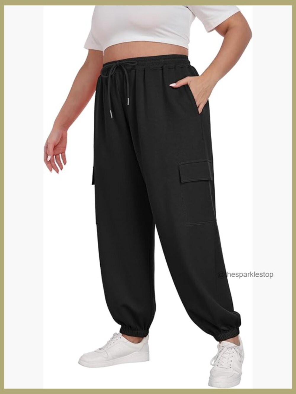 Plus Size Cargo Sweatpants with Pockets Drawstring Joggers Lounge Trousers